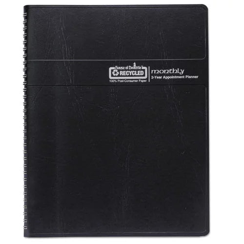 24-Month Recycled Ruled Monthly Planner, 11 x 8.5, Black Cover I485643