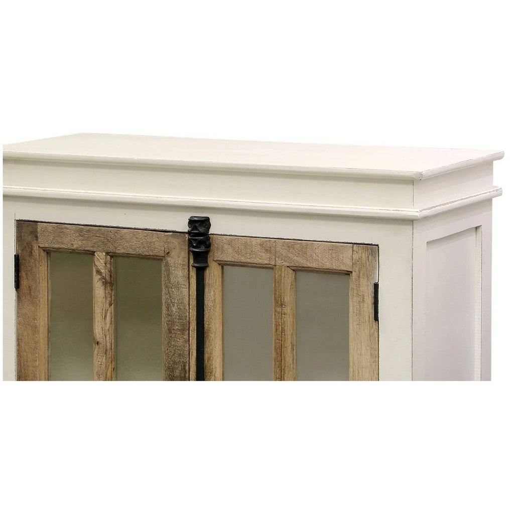 White Natural Cabinet with Clear Tempered Glass Window J779