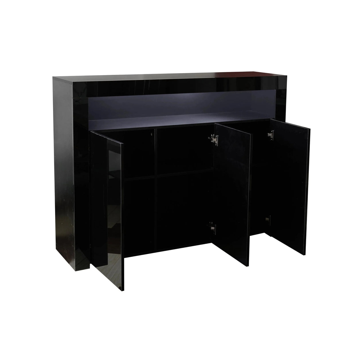 Black High Gloss Sideboard Storage Cabinet with LED Light U78384