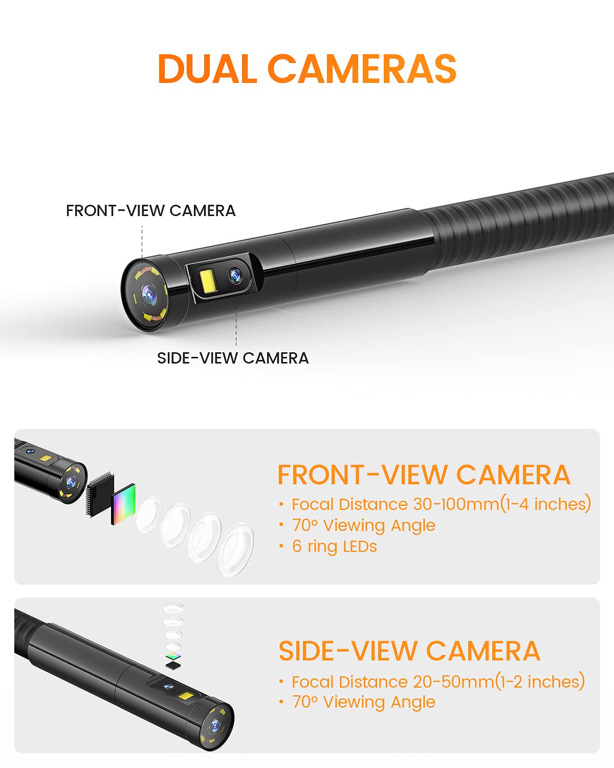 5 inches IPS Dual Lens Borescope Endoscope Camera X83917