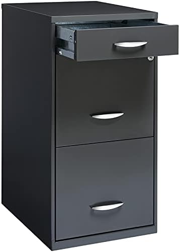18 inch 3 Drawer Metal File Cabinet Charcoal V28858