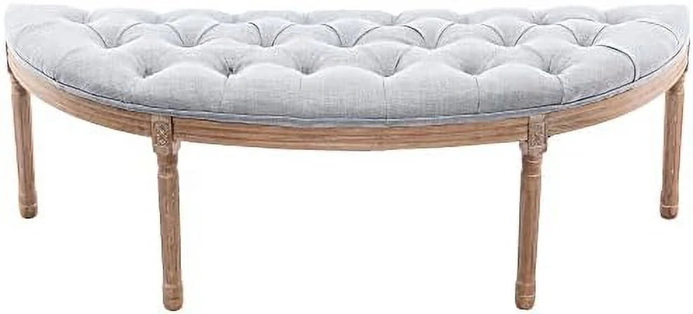 55" Beige Tufted Halfmoon Entryway Bench O6637