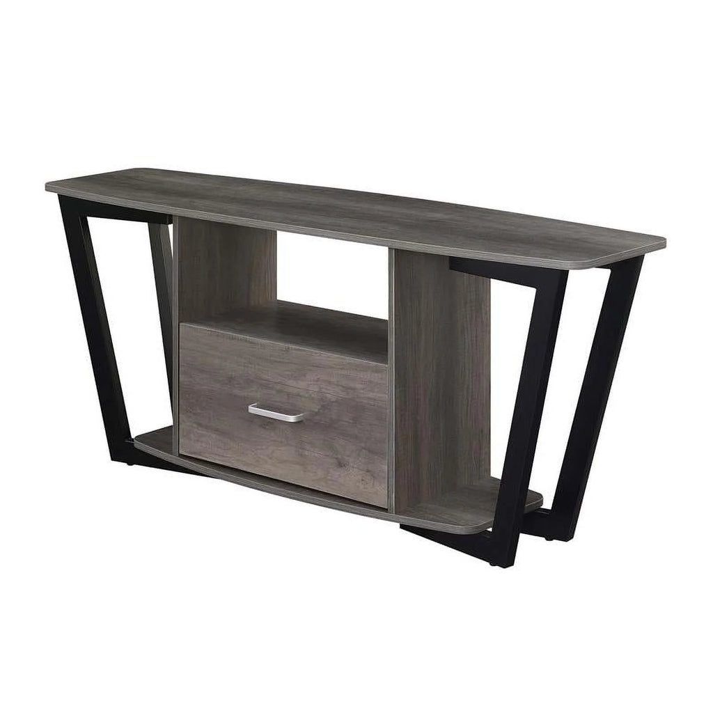 60-inch One-Drawer TV Stand with Shelves Gray Wood Finish W96152