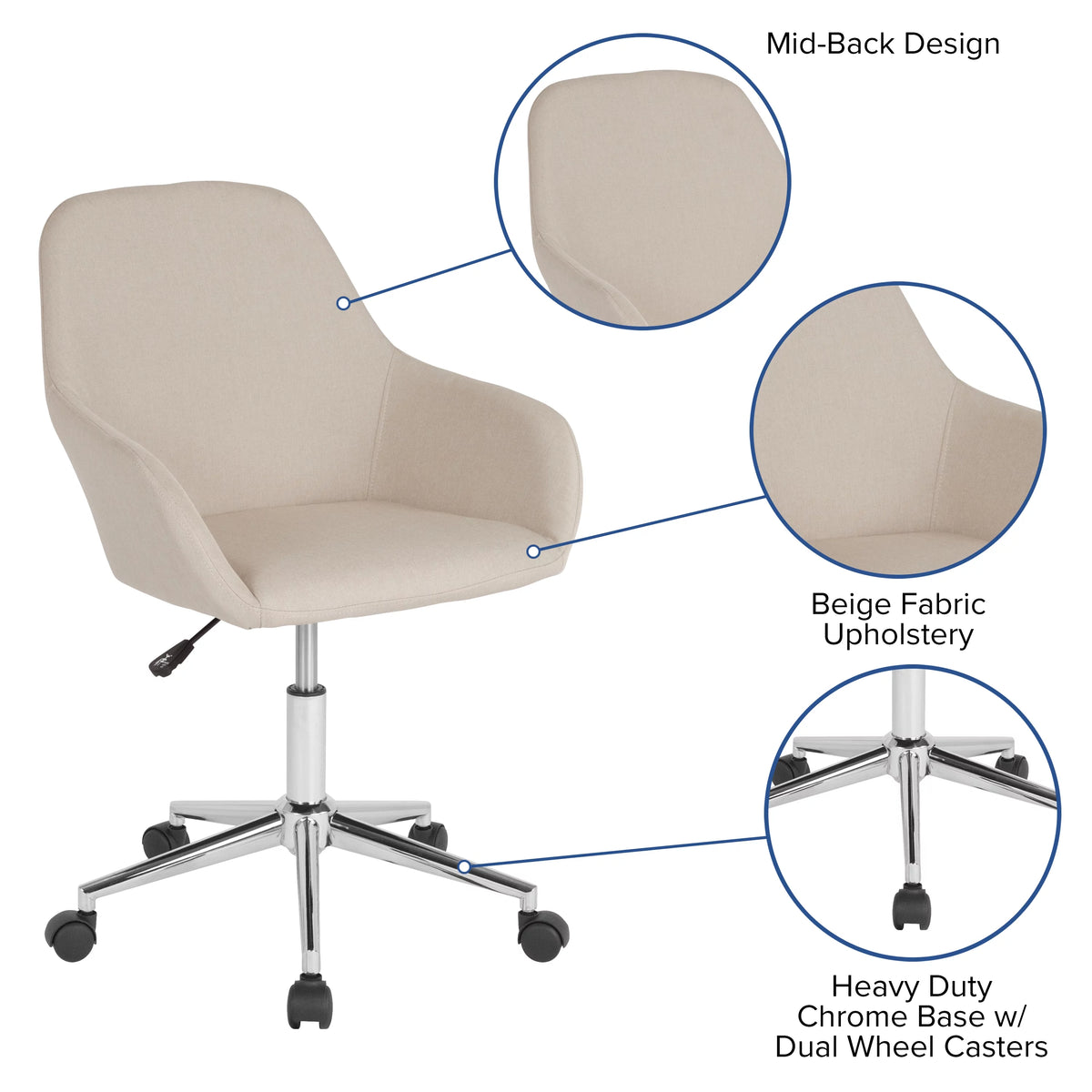 Beige Fabric Mid-Back Chair G639