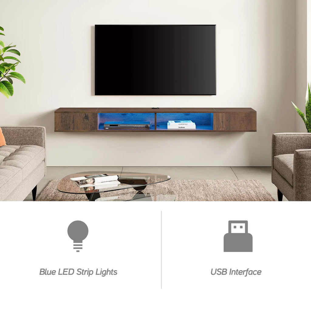 Brown Floating TV Stand for 65/75/80 Inch TV C45744