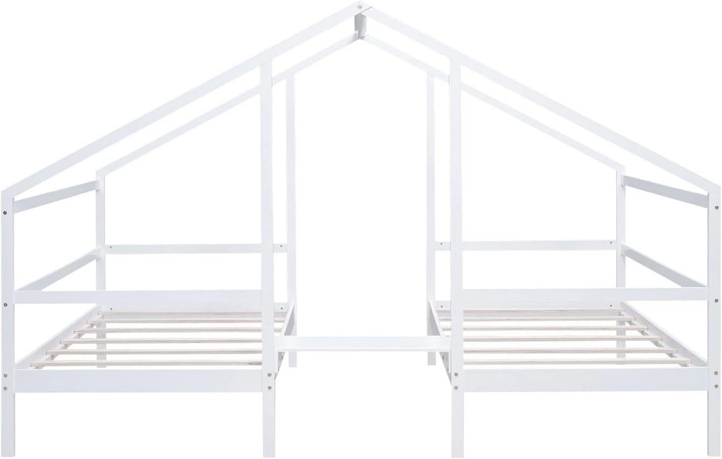 Solid Wood White Kids Bed Frame with Rails J336