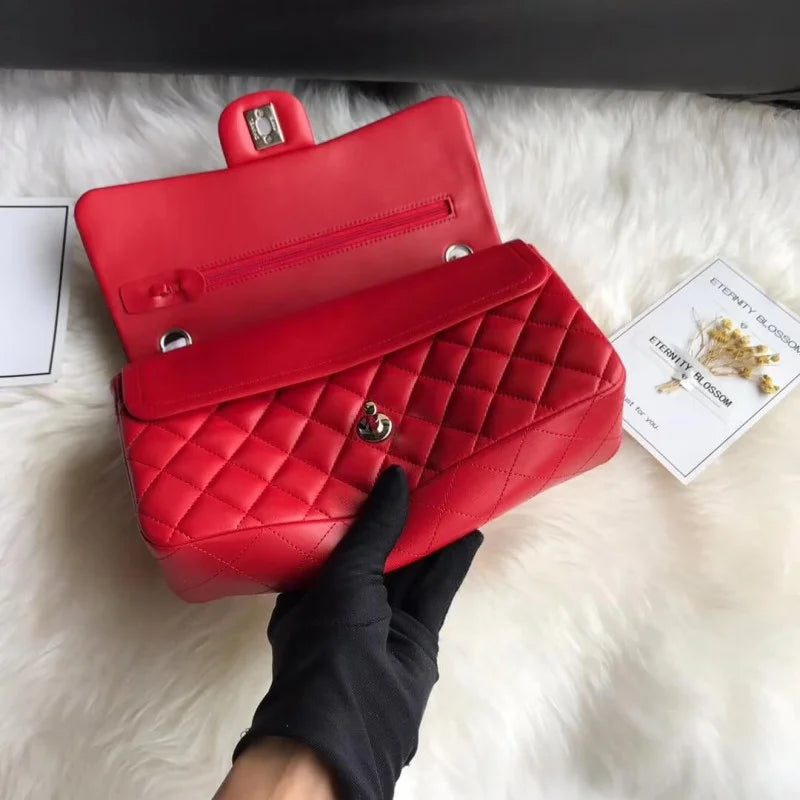 Red Medium Lambskin Leather Flap Bag U649280