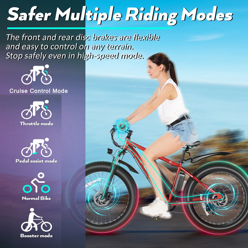 500W 26" Fat Tire Electric Mountain Bike P274059