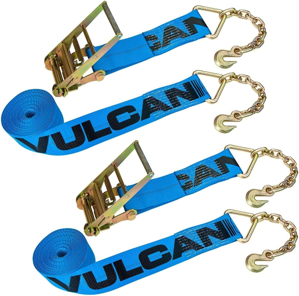 Ratchet Strap with Chain Anchors 4 Inch x 30 Foot 2 Pack D415