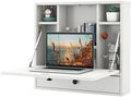 Black Wall Mounted Desk with Drawer and Shelves S8813