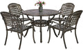 5-Piece Cast Aluminum Outdoor Dining Set with 4 Chairs and Square Table E67652