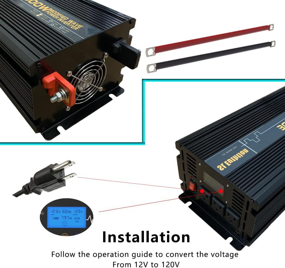 3000W Power Inverter 12V DC to 120V AC with LCD Display USB Port B1920