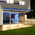 Motorized LED 13 x 10 ft. Half Cassette Retractable Awning Blue S8764