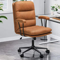 Leather Office Chair Brown with Arms Adjustable Back 400lbs F96241