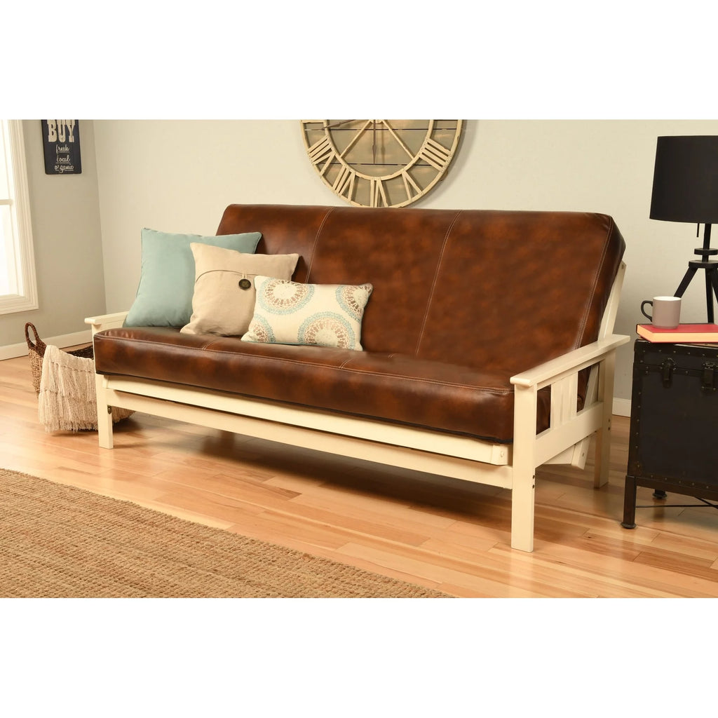 Antique White Sofa with Faux Leather Mattress Cover O700