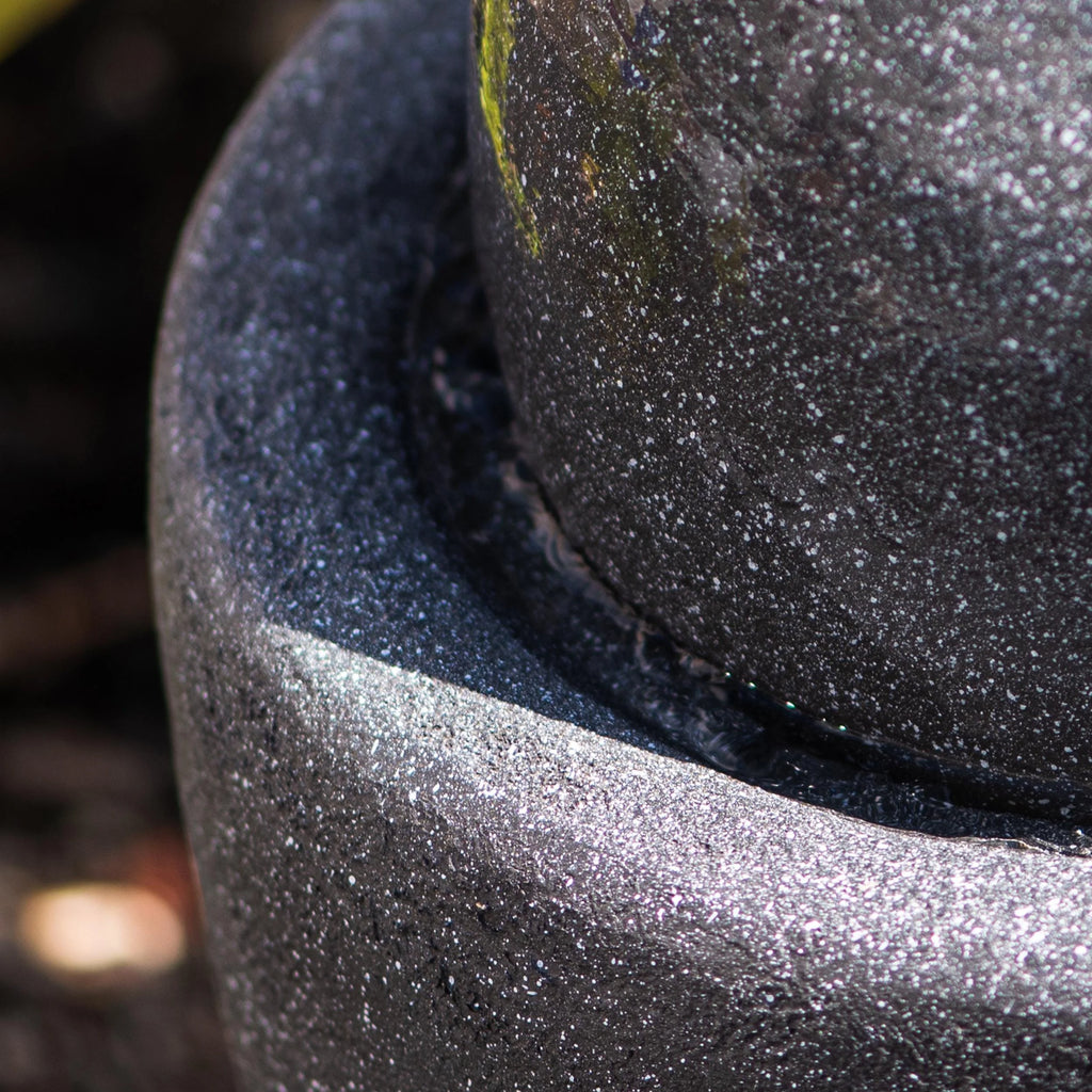 25.98"W Round Stone Indoor/Outdoor Water Fountain with LED Lights, Gray F336085