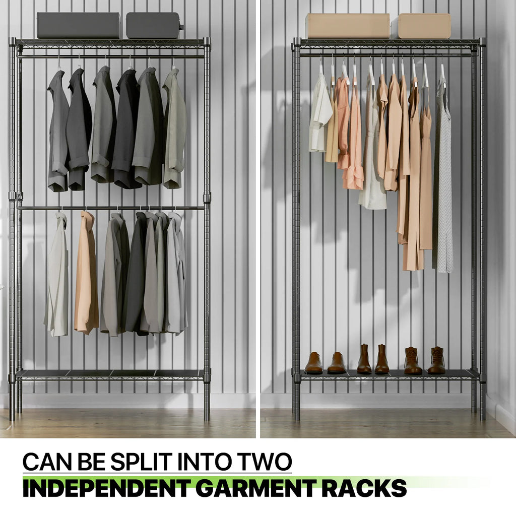 Heavy Duty Black Wire Garment Rack with Adjustable Shelves E3592