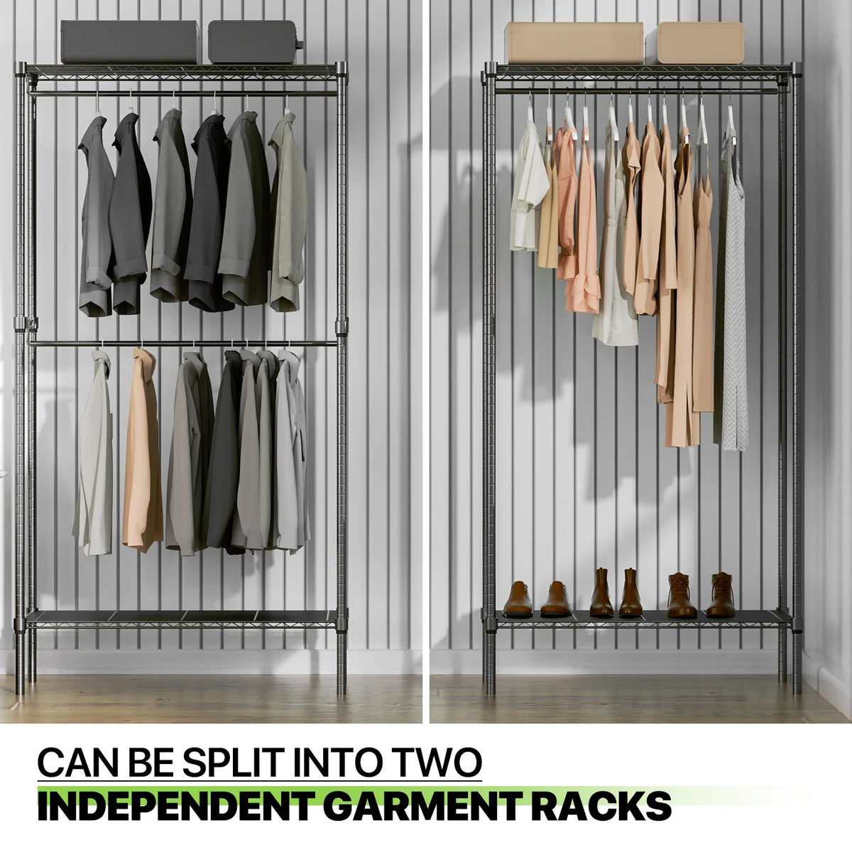 Heavy Duty Black Wire Garment Rack with Adjustable Shelves E3592