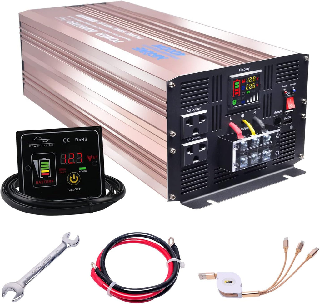 5000 Watts Pure Sine Wave Power Inverter 24V to 110V with Remote Control and LED Display V66935