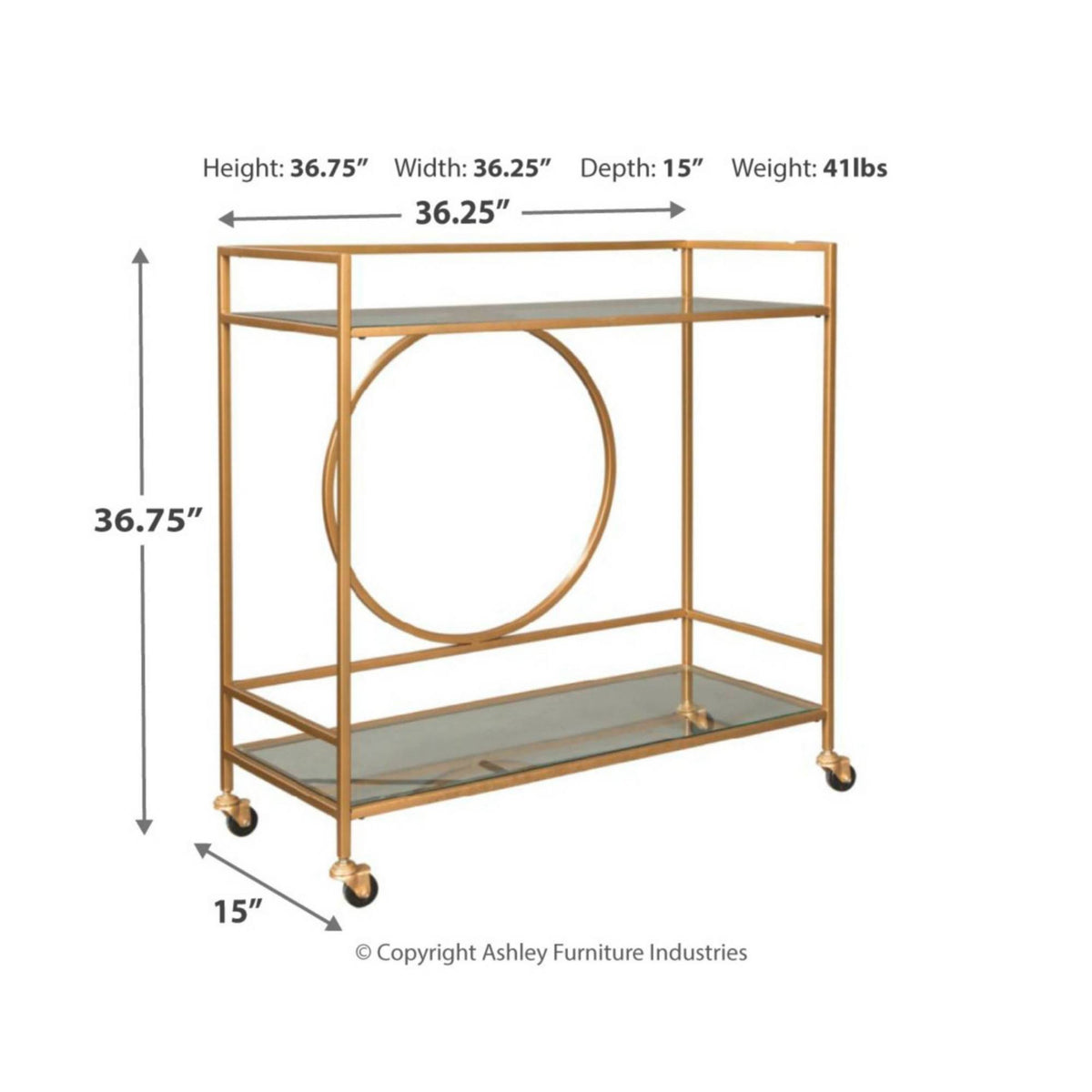 Antique Gold Finish Bar Cart P984