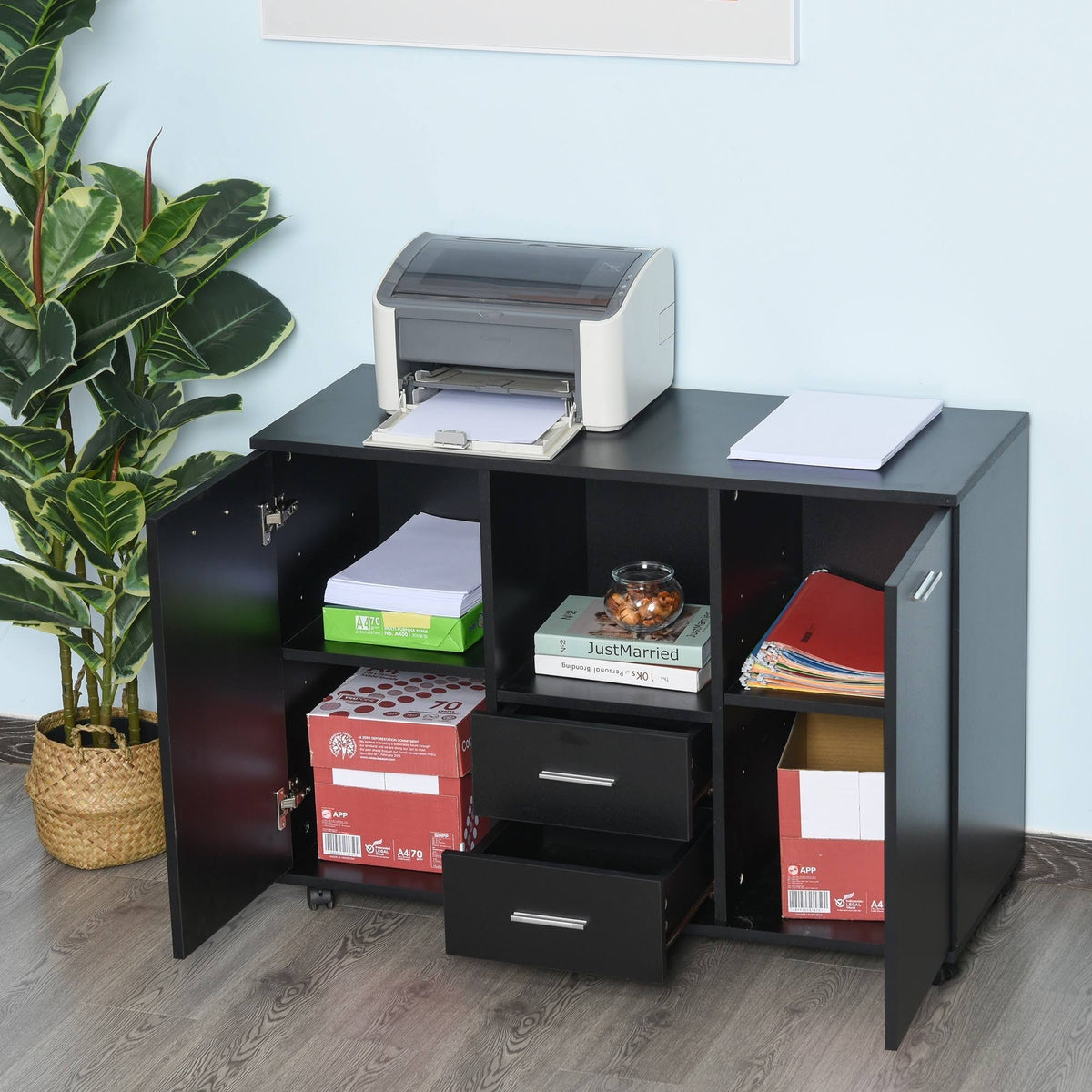 Printer Stand with Casters Mobile File Cabinet E76456