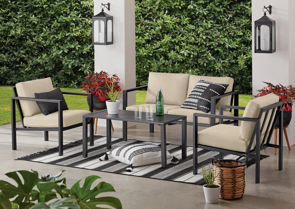 4-Piece Outdoor Patio Conversation Set, Seats 4, Gray B38535