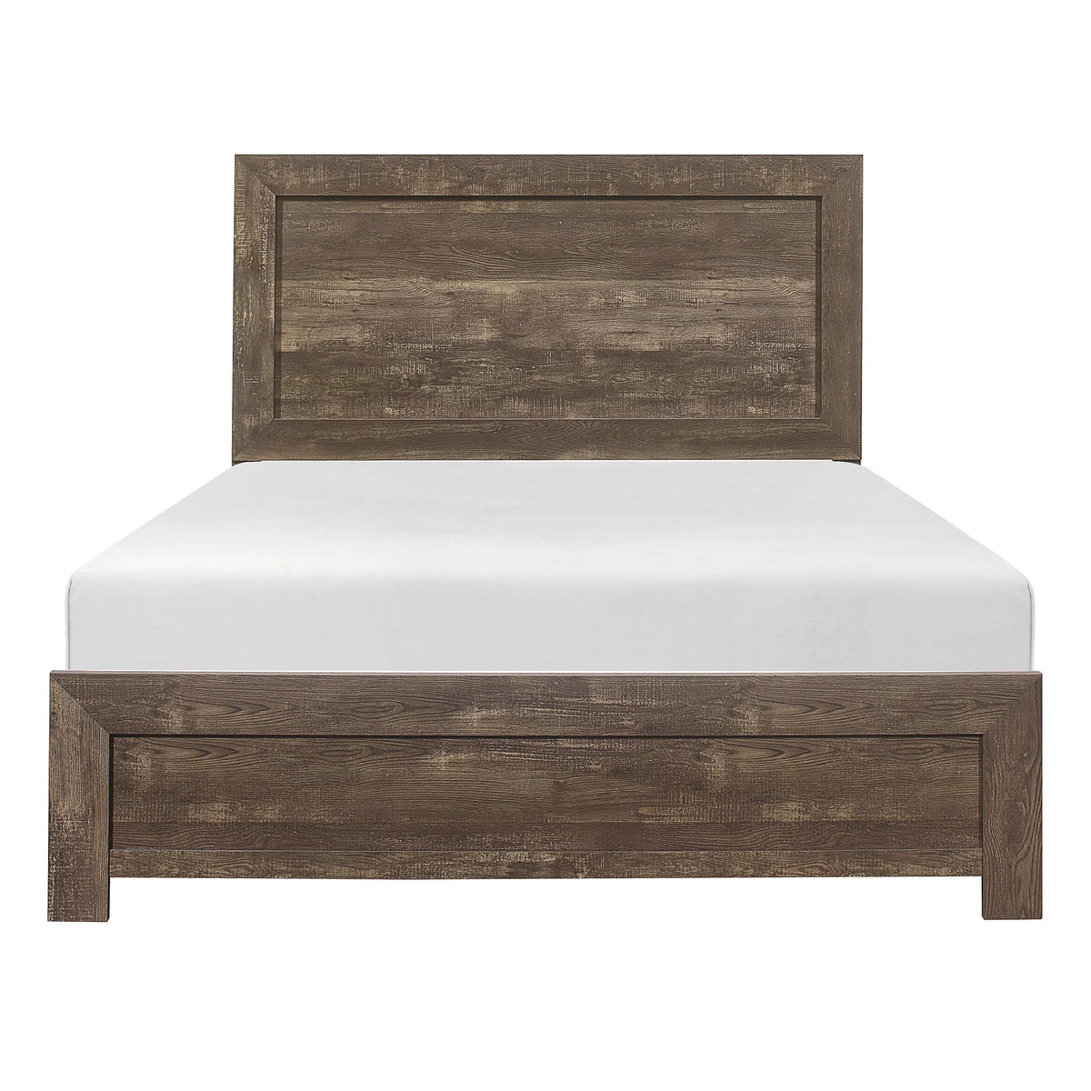 Queen Size Sleigh Bed Dresser Mirror Night Stand Rustic Brown C9536