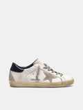 Suede Sneakers with Blue Heel Tab N466