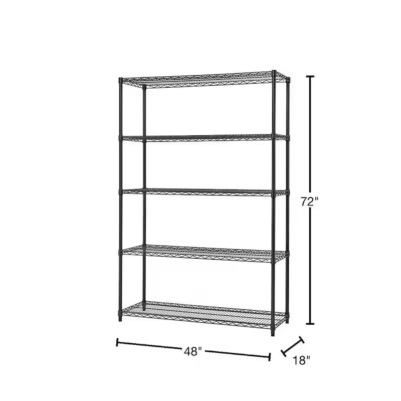 Black 5-Tier Steel Wire Shelving Unit X880