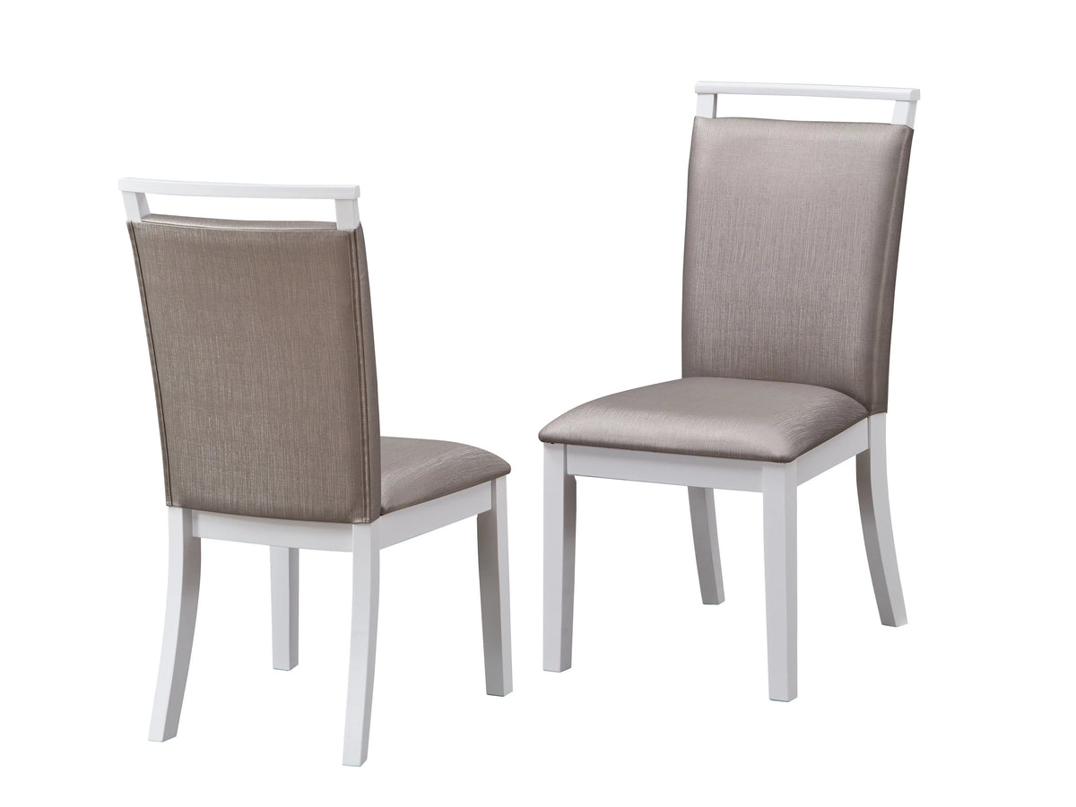 7 Piece Gray Fabric White Wood Dining Set M8762