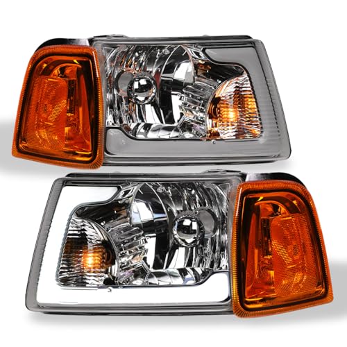 Compatible With 2001-2011 Ford Ranger LED Strip Bar Headlights With Signal Corner Lamps 4-Pieces N264878