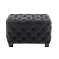 Black Velvet Tufted Square Ottoman with Rubberwood Legs X289