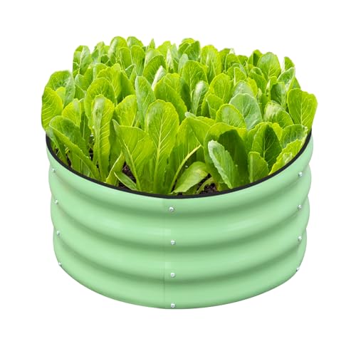 3 Pcs 2x2x1ft Round Galvanized Metal Raised Garden Bed J192974