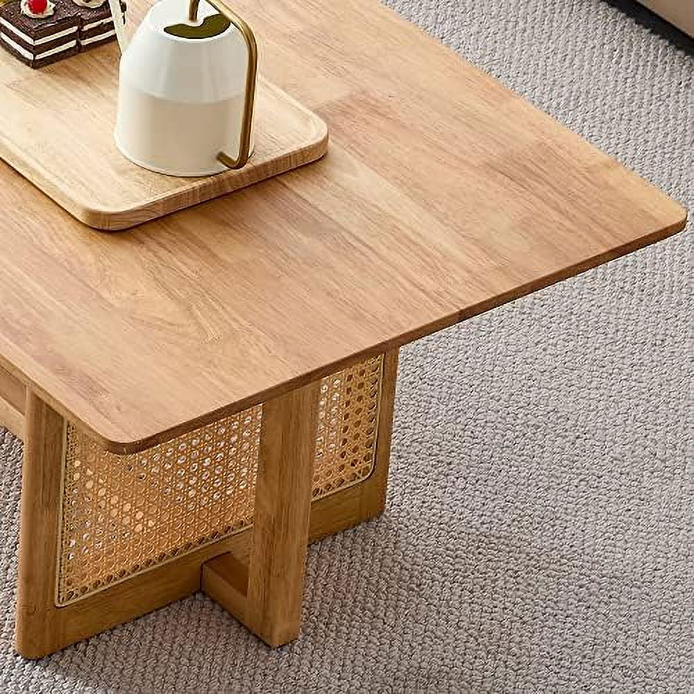 Wooden Coffee Table 47.2" Rectangular with MDF Desktop and Metal Legs J364