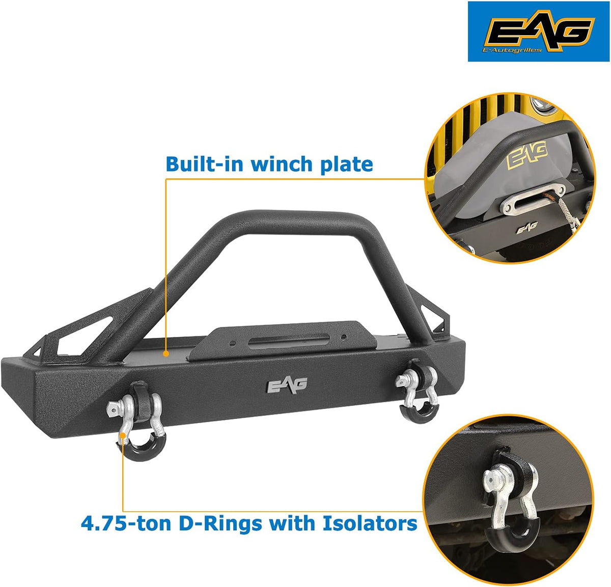 Heavy Duty Front and Rear Bumper with Tire Carrier Combo E36909