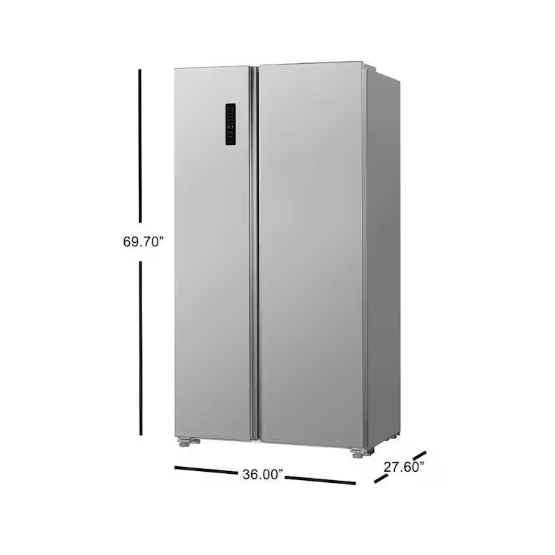 36 in. 18.8 cu. ft. Side by Side Refrigerator in Brushed Steel O19921