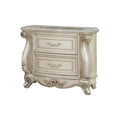 White 2 Drawer Wooden Nightstand with Marble Top I866139