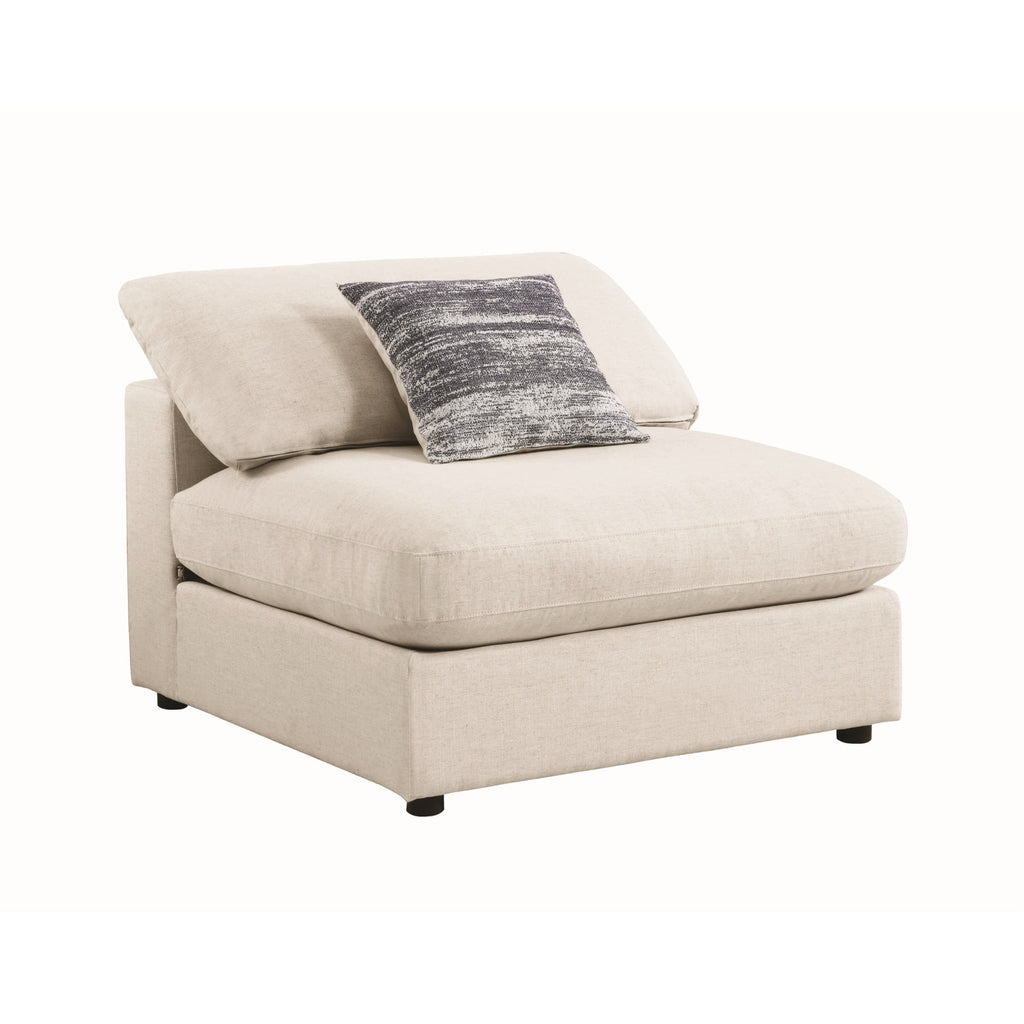 Beige Fabric Upholstered Wooden Armless Chair N62580