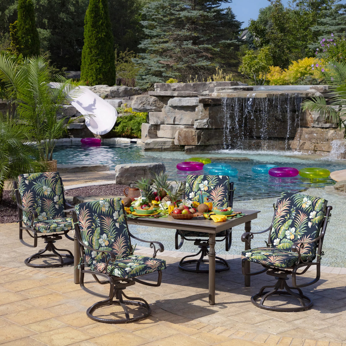 Blue Tropical Outdoor Dining Chair Cushion 20 x 20 D881346