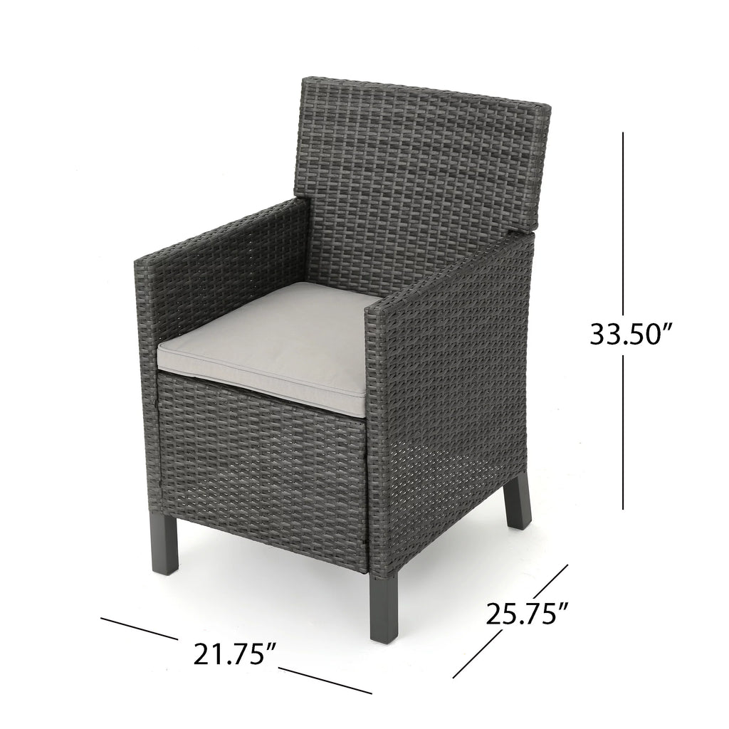Outdoor Wicker and Aluminum 6 Piece Dining Set with Bench D9506