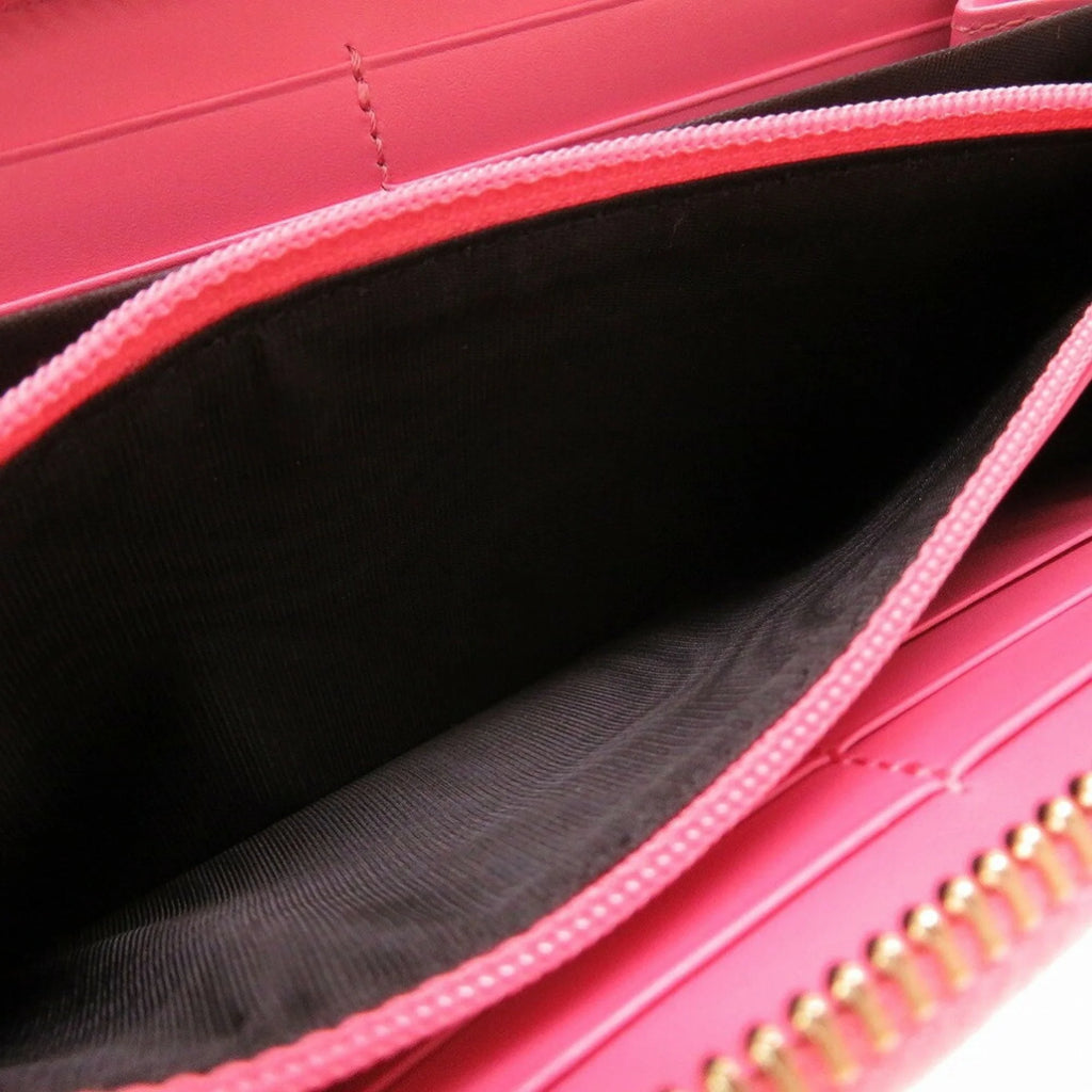 Pre-Owned Pink Leather Round Wallet Purse X450717