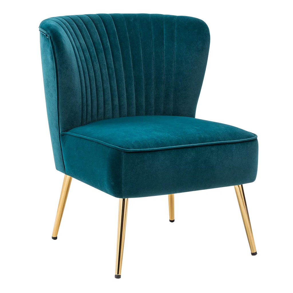 Teal Velvet Armless Accent Chair F246
