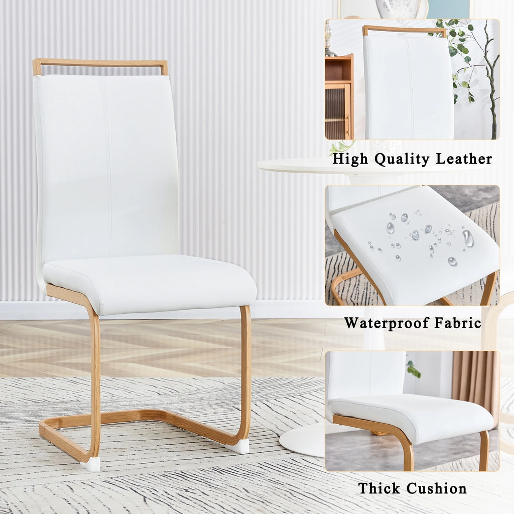White Faux Leather Dining Chairs Set of 4 A618