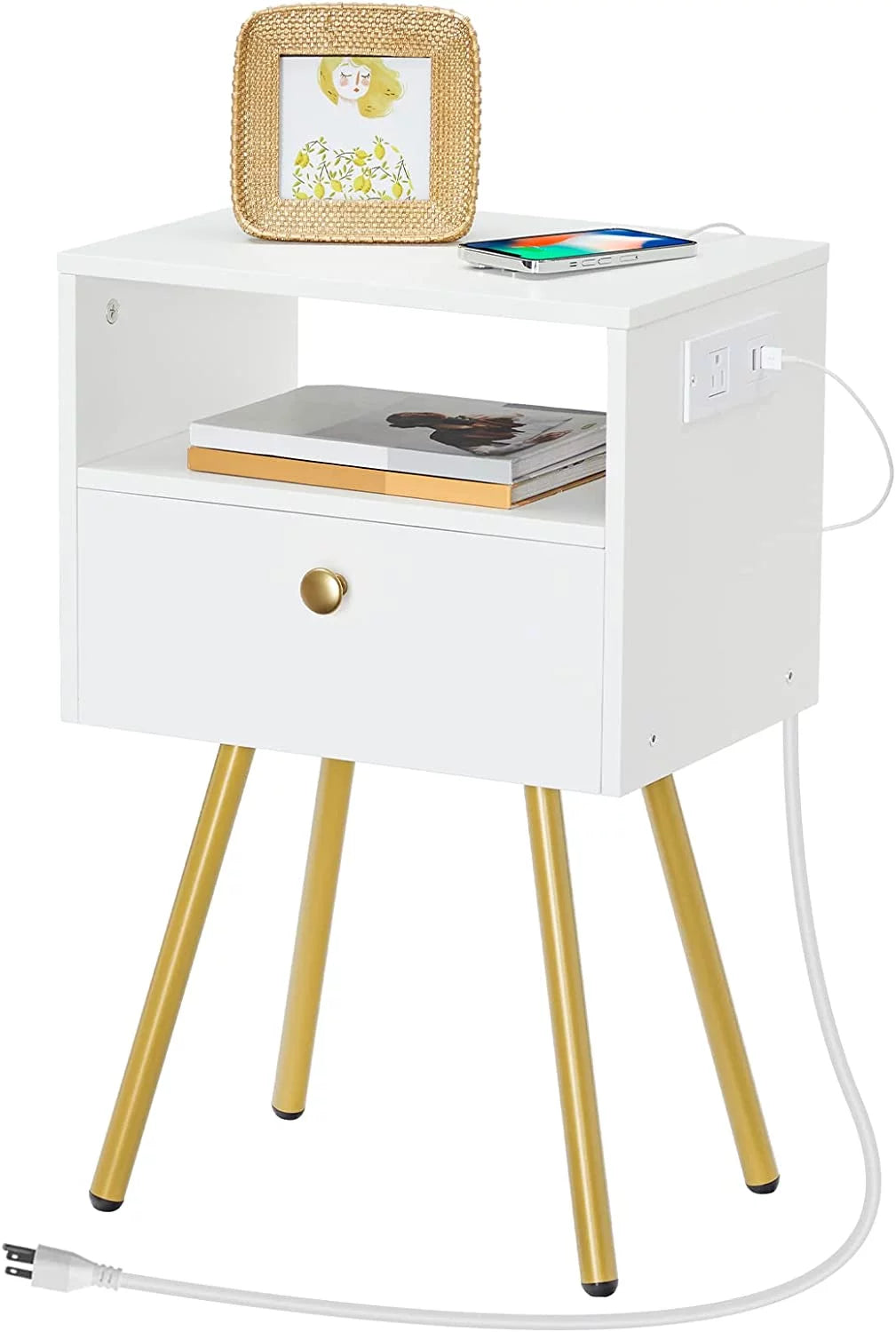 Set of 2 Nightstands with USB Ports and Outlet K4812