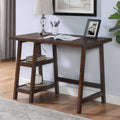 Contemporary Espresso Wood Writing Desk with Storage S436