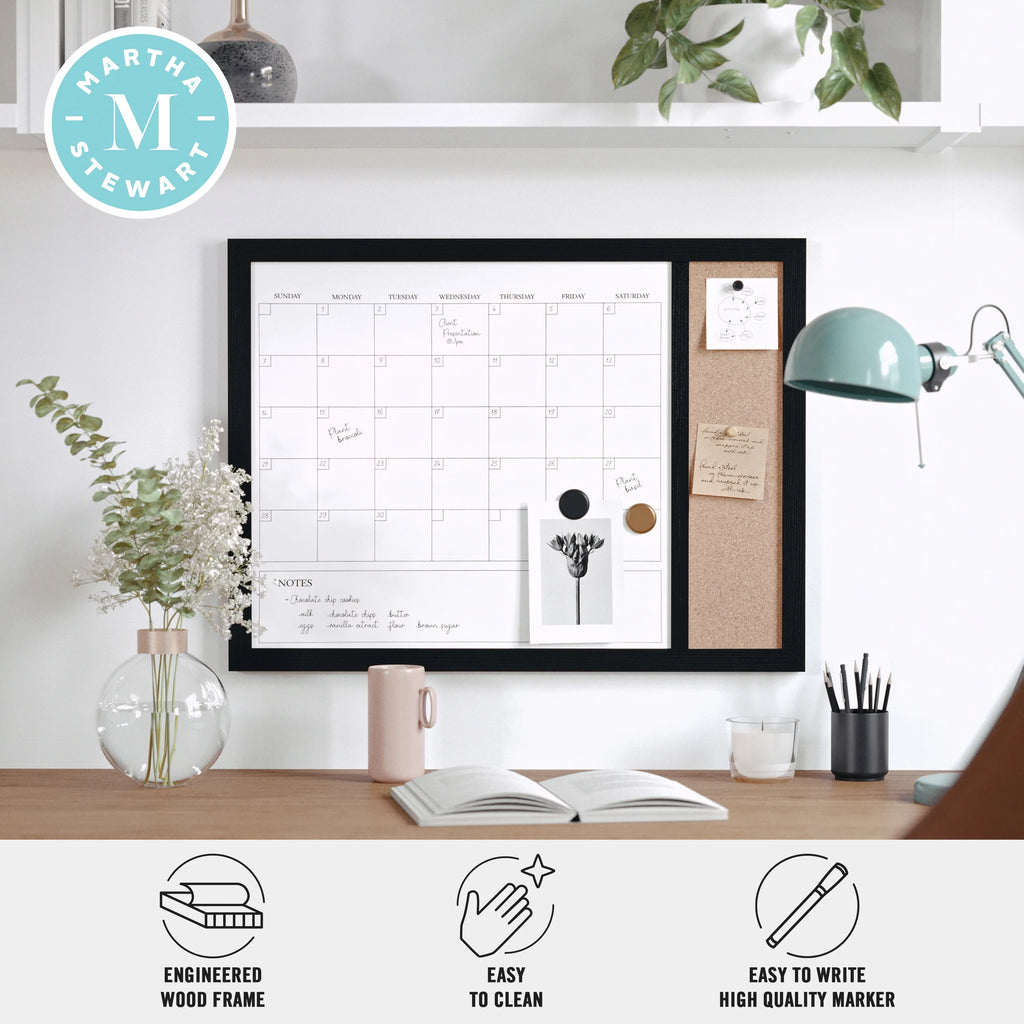Magnetic Dry Erase Monthly Calendar and Cork Board Combo U744