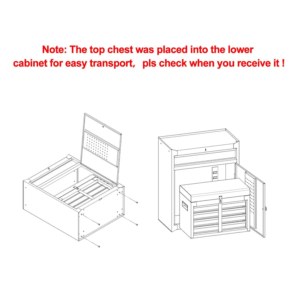 2 in 1 Tool Chest & Cabinet with 5 Sliding Drawers Red H469132