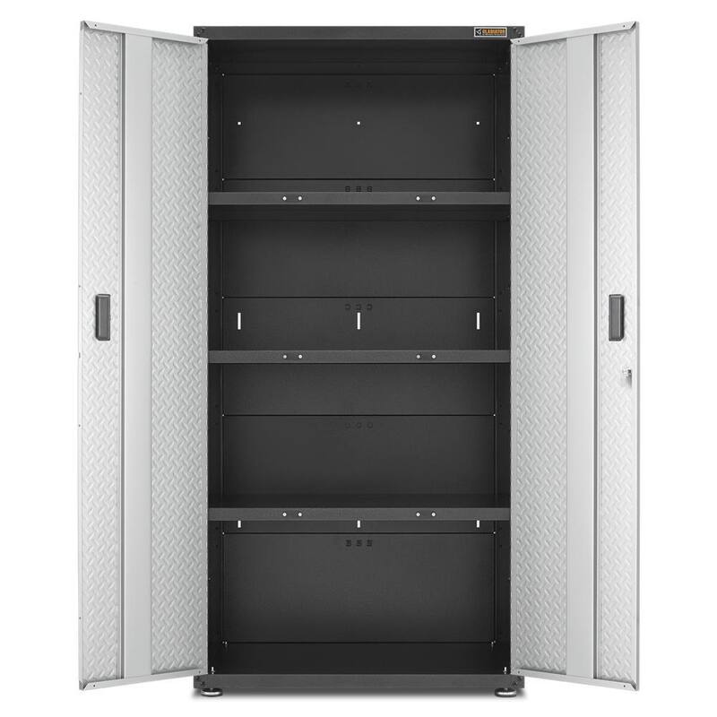 Steel Freestanding Garage Cabinet in Silver Tread I41039