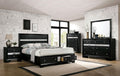 Black Solid Wood Queen Bedroom Set 6pcs K221