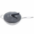 Non Stick Honeycomb Frying Wok Pan with Lid Stainless Steel Q481